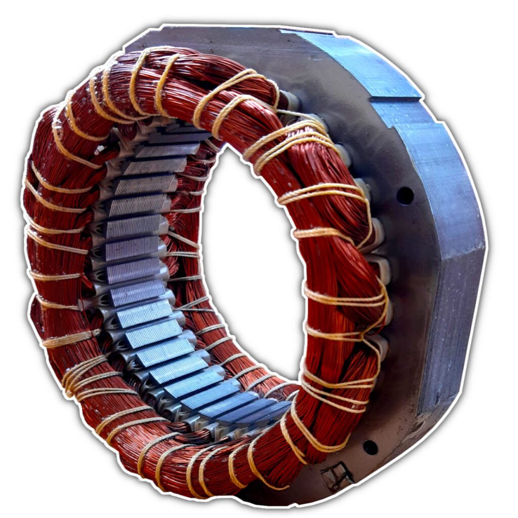 Moderní mnohodážkový stator elektrického motoru s vinutím